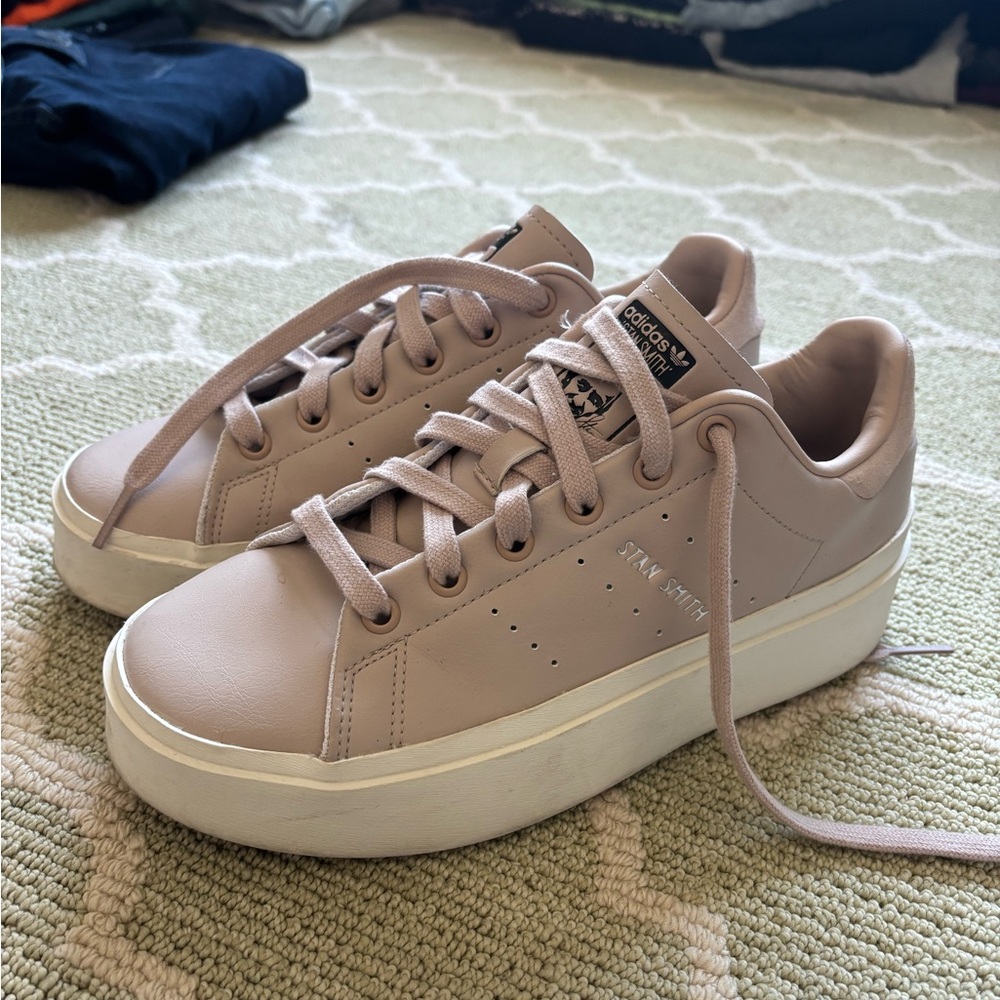 Adidas Stan Smith Pink Leather Platform Sneakers size 7.5